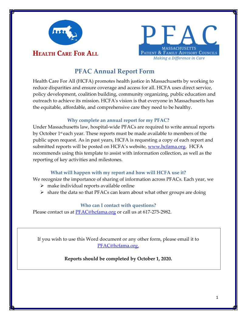 PFAC Annual Report 2020