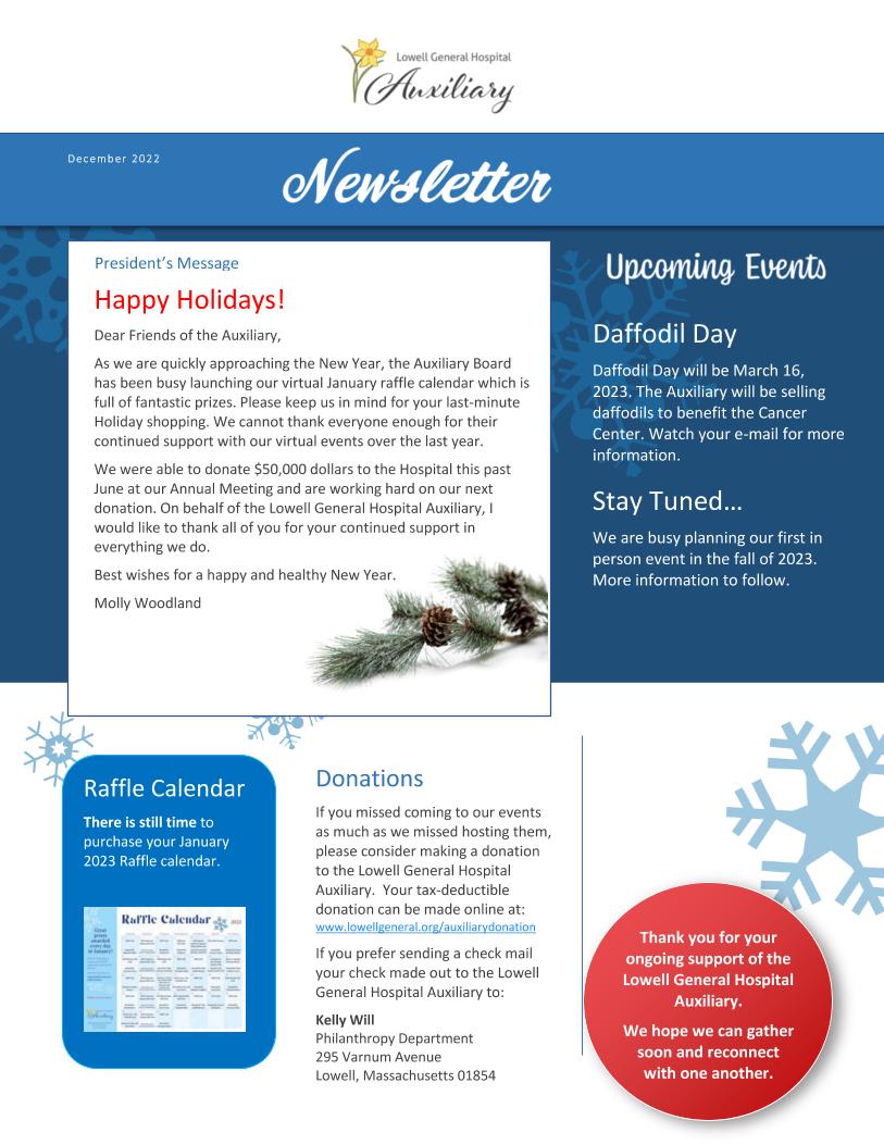 Winter 2022 Auxiliary Newsletter