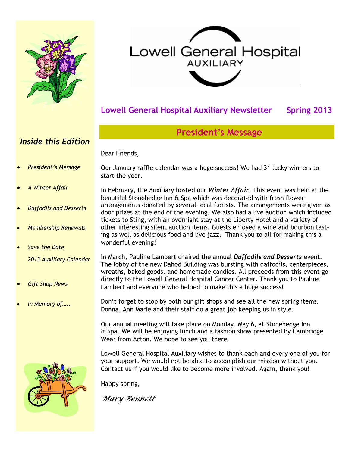 Spring 2013 Auxiliary Newsletter