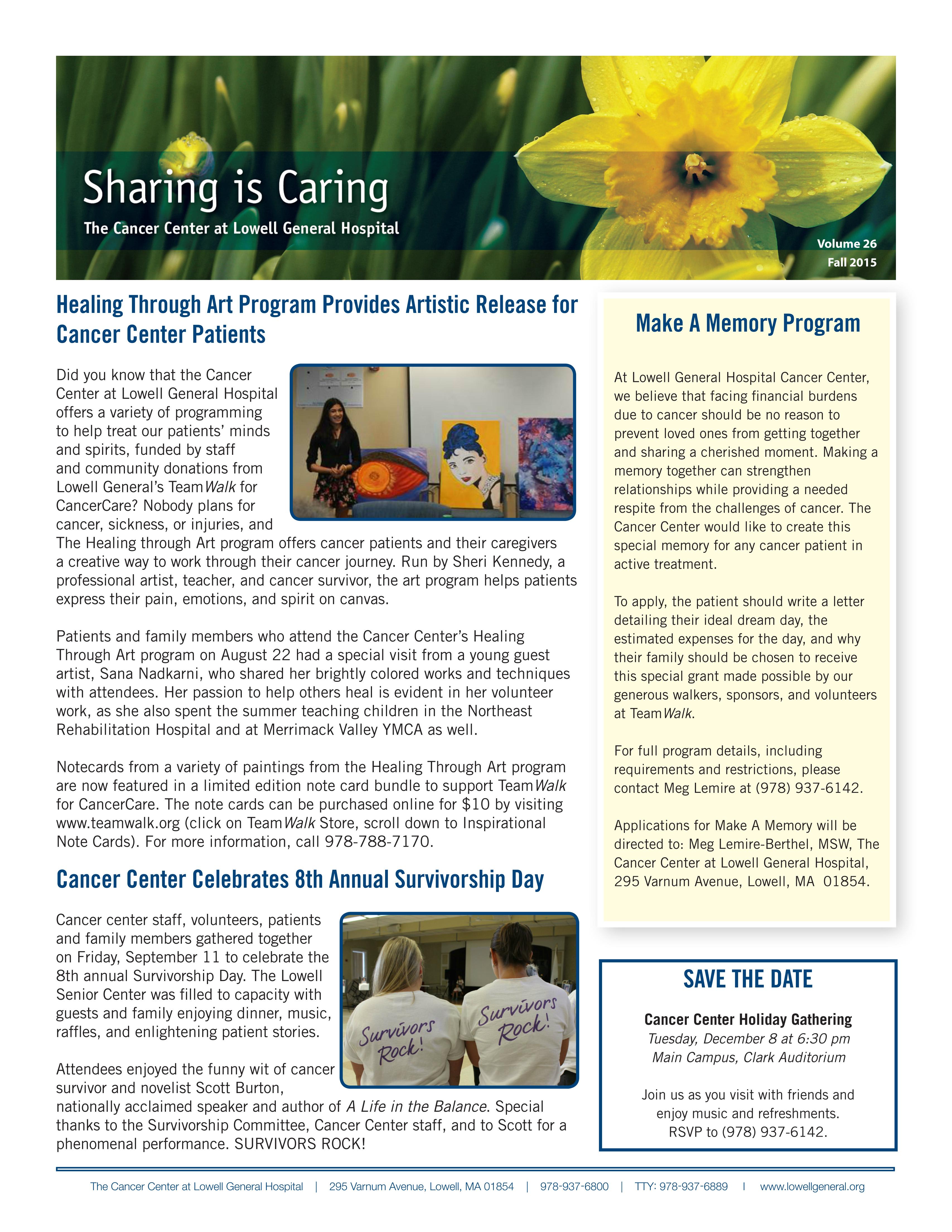 Cancer Center Community Newsletter, Vol 26 - 2015