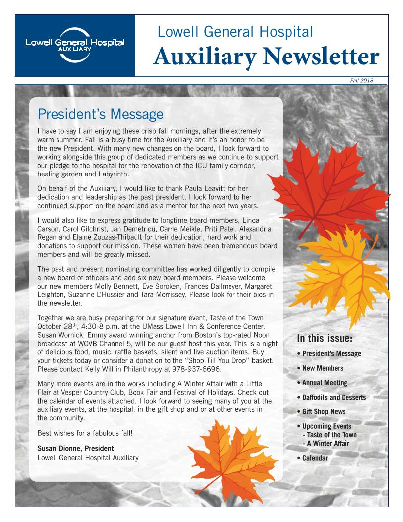 Fall 2018 Auxiliary Newsletter
