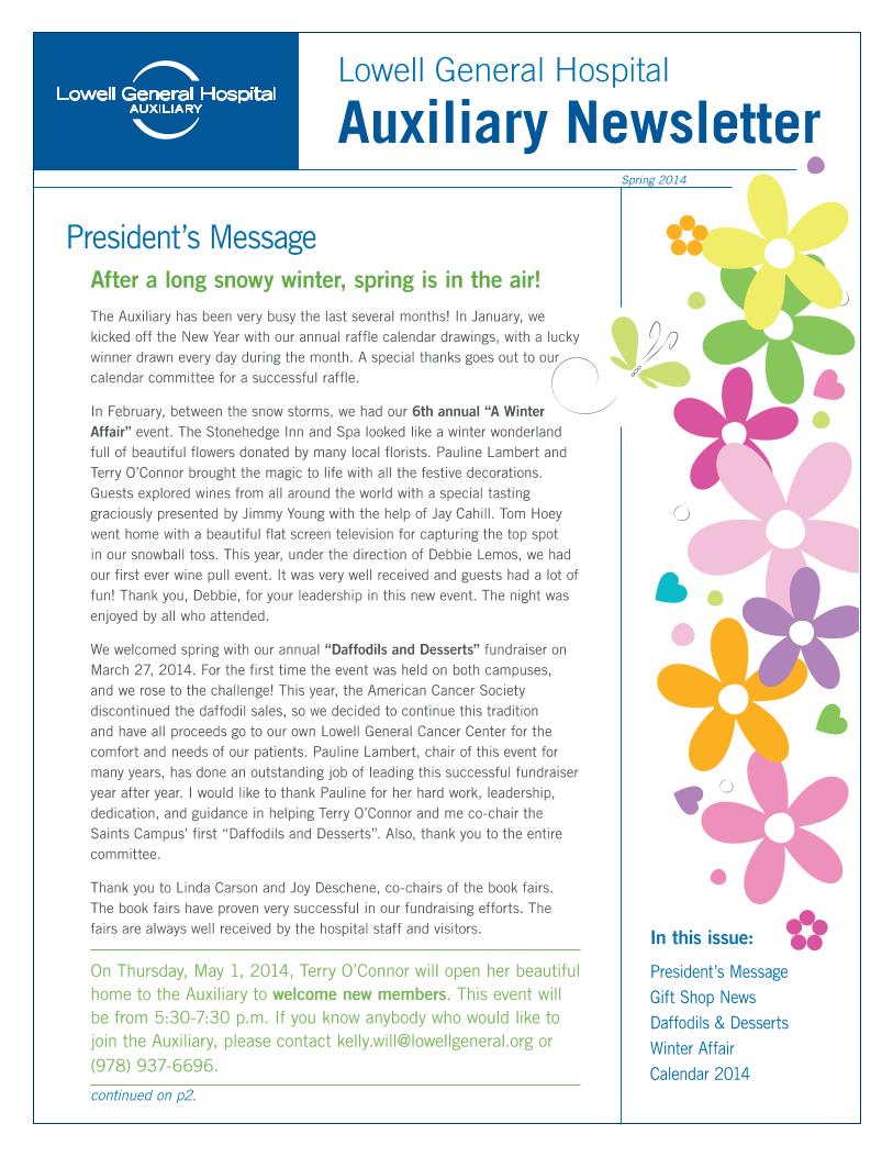 Spring 2014 Auxiliary Newsletter