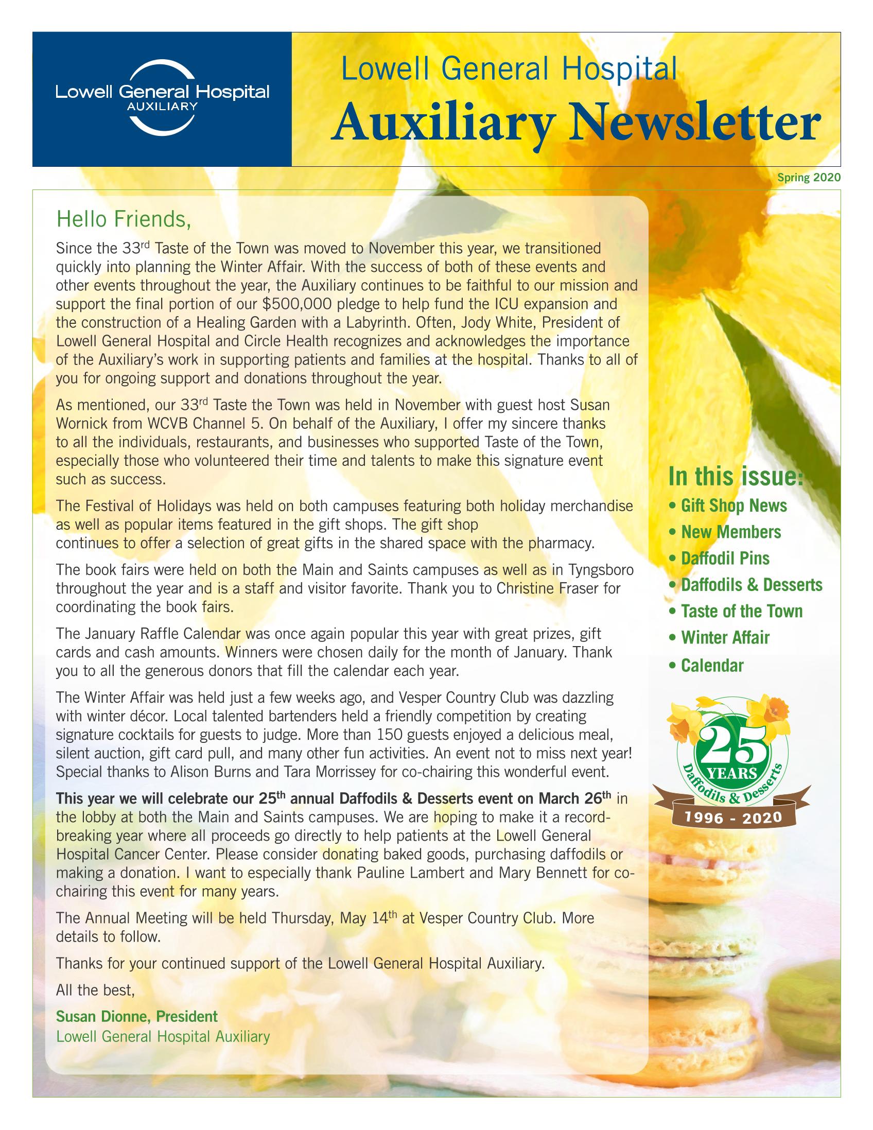 Spring 2020 Auxiliary Newsletter