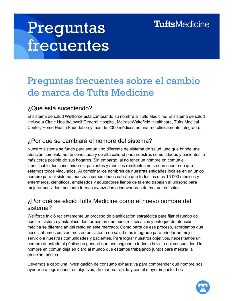 Tufts Medicine FAQs - Spanish