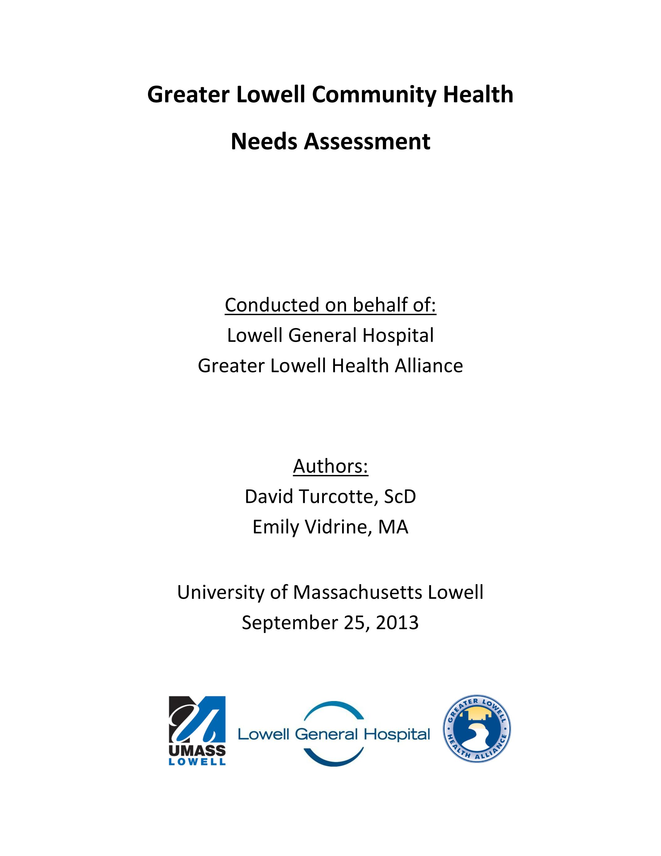 Greater Lowell Community Health Needs Assessment Report 2013