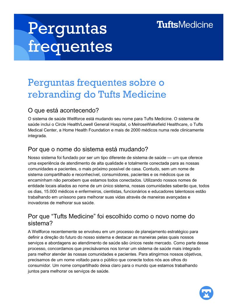 Tufts Medicine FAQs - Portugese