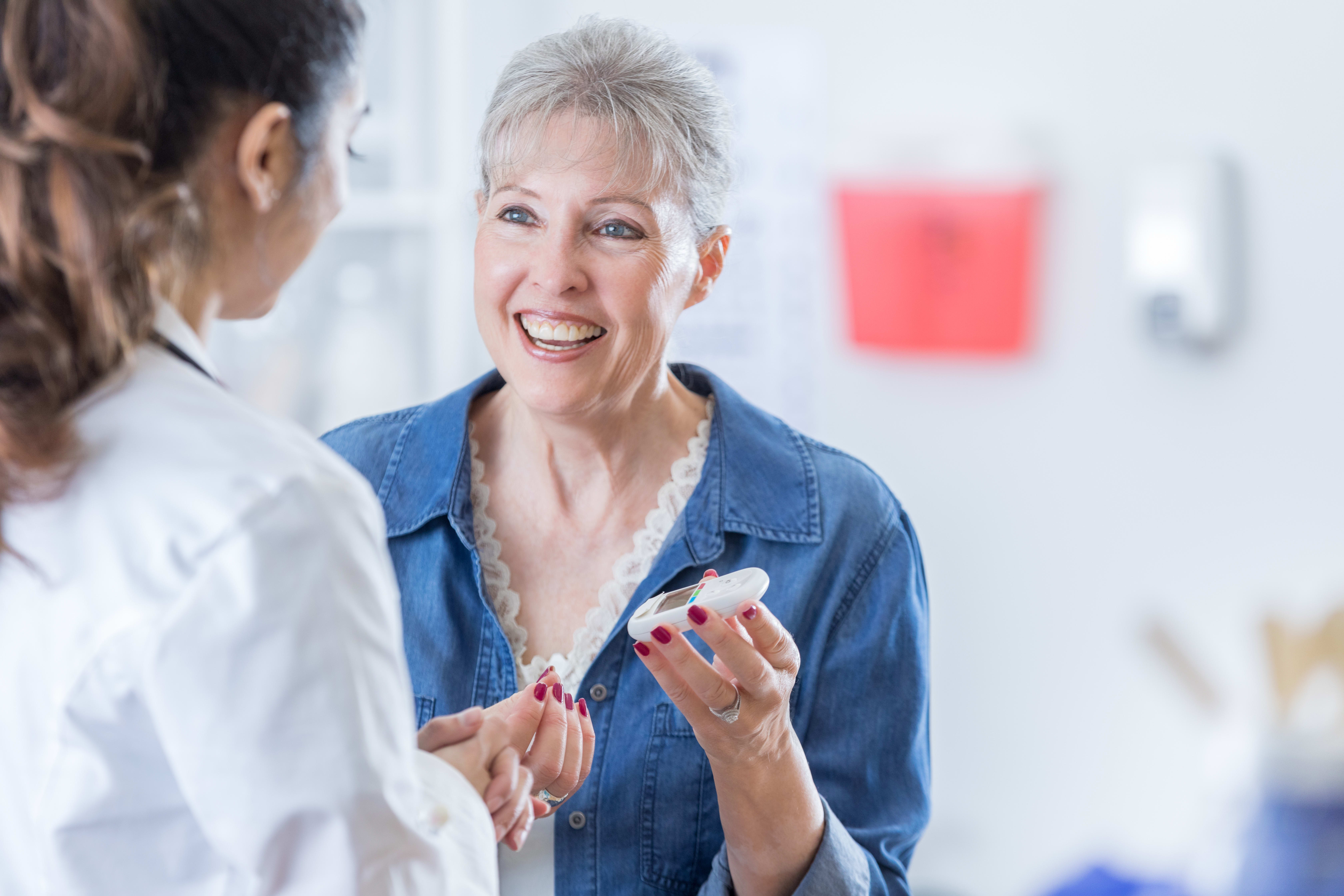 Diabetes patient with monitor