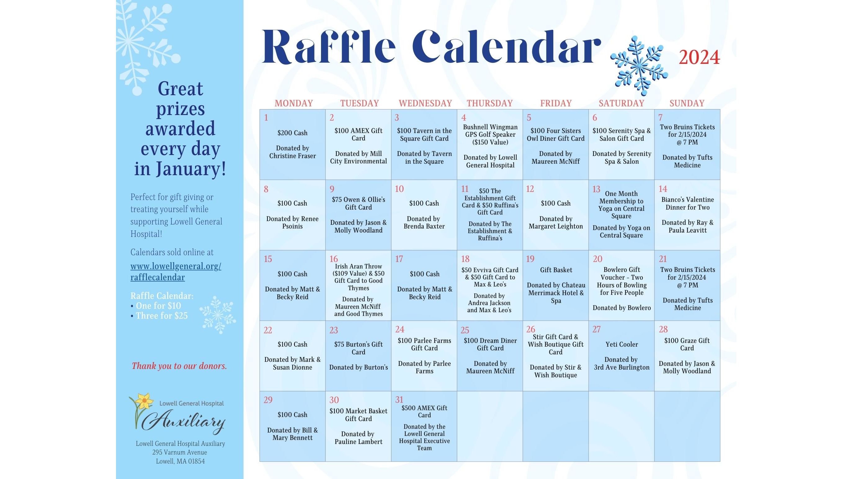 Annual Raffle Calendar