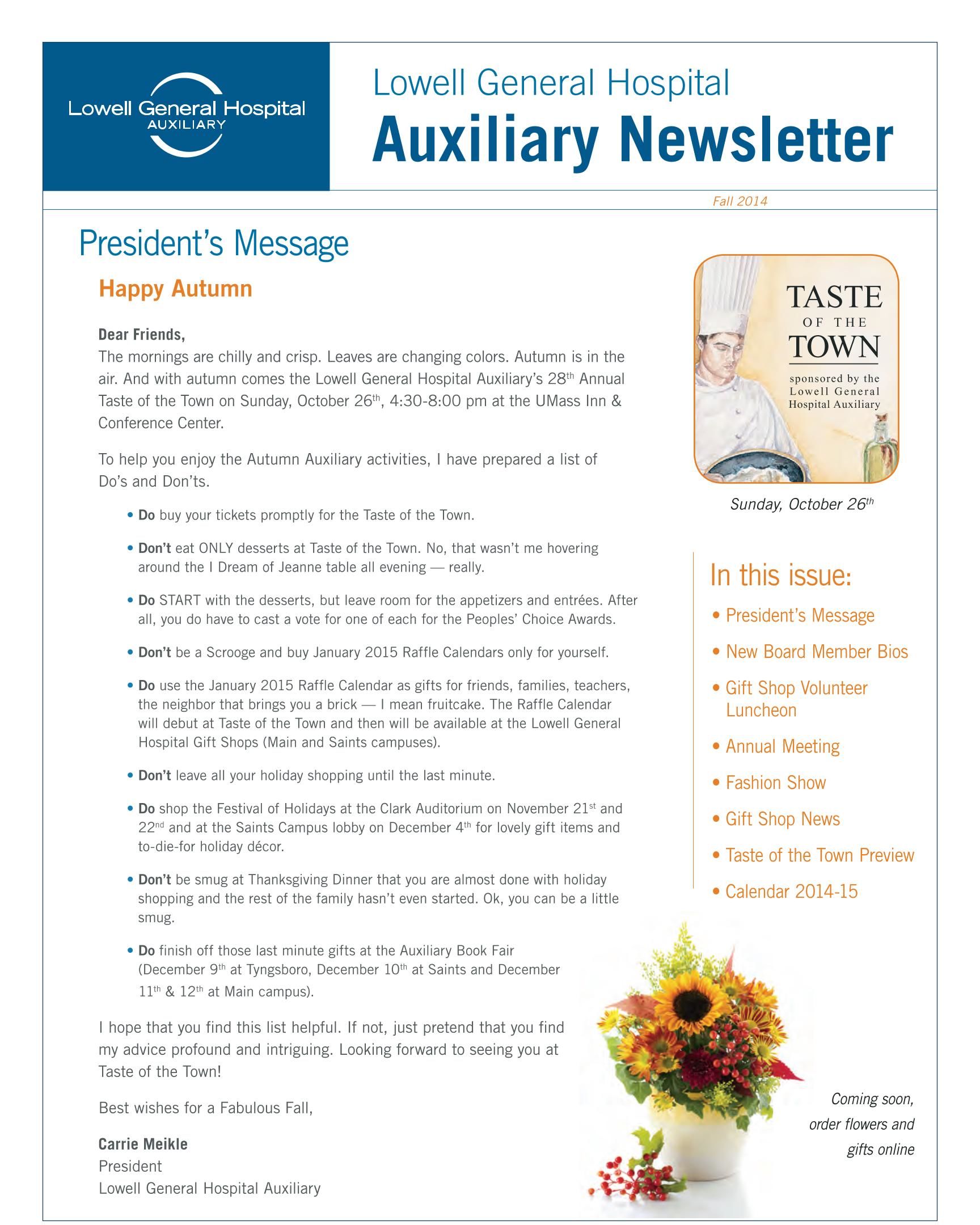 Fall 2014 Auxiliary Newsletter