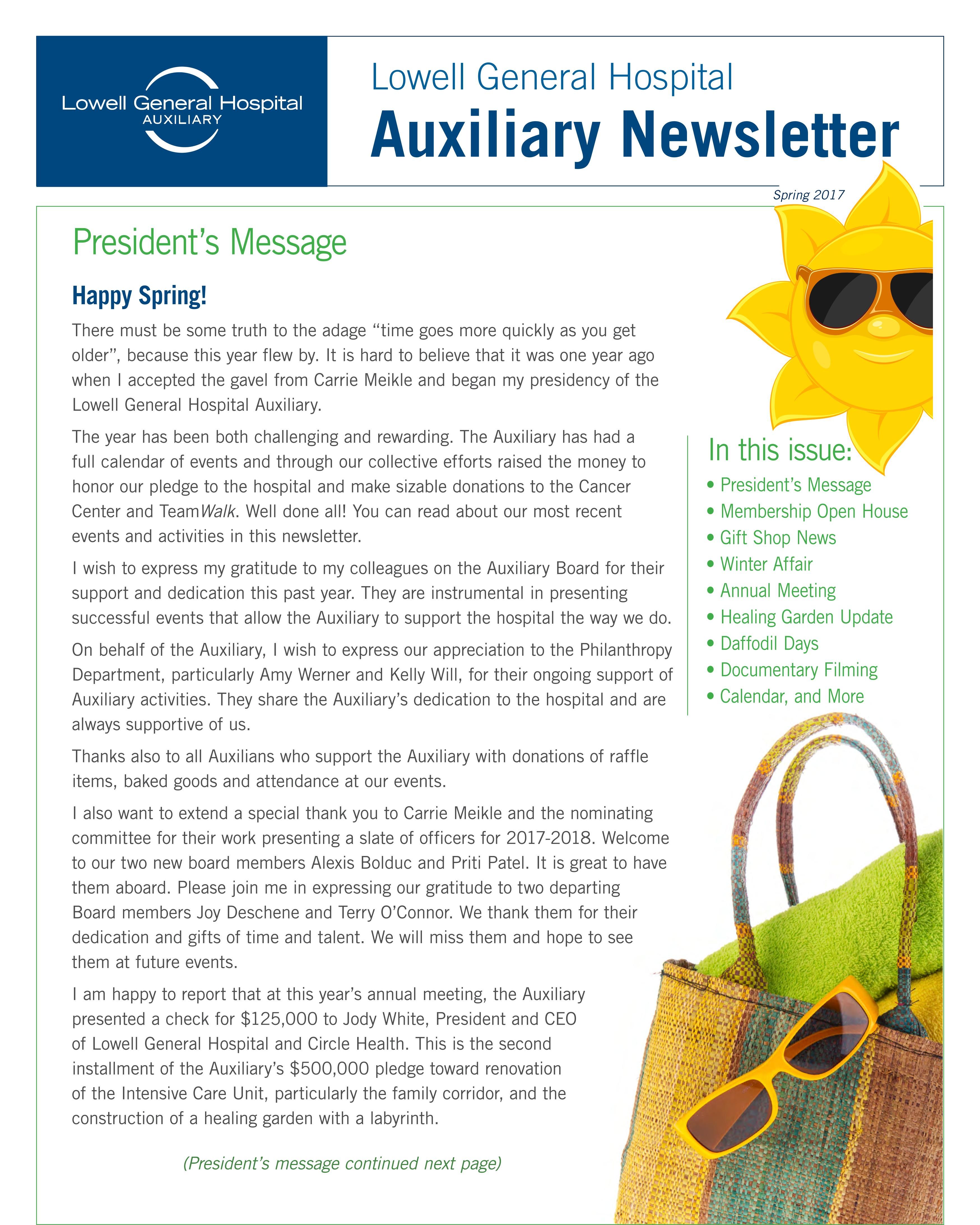 Spring 2017 Auxiliary Newsletter