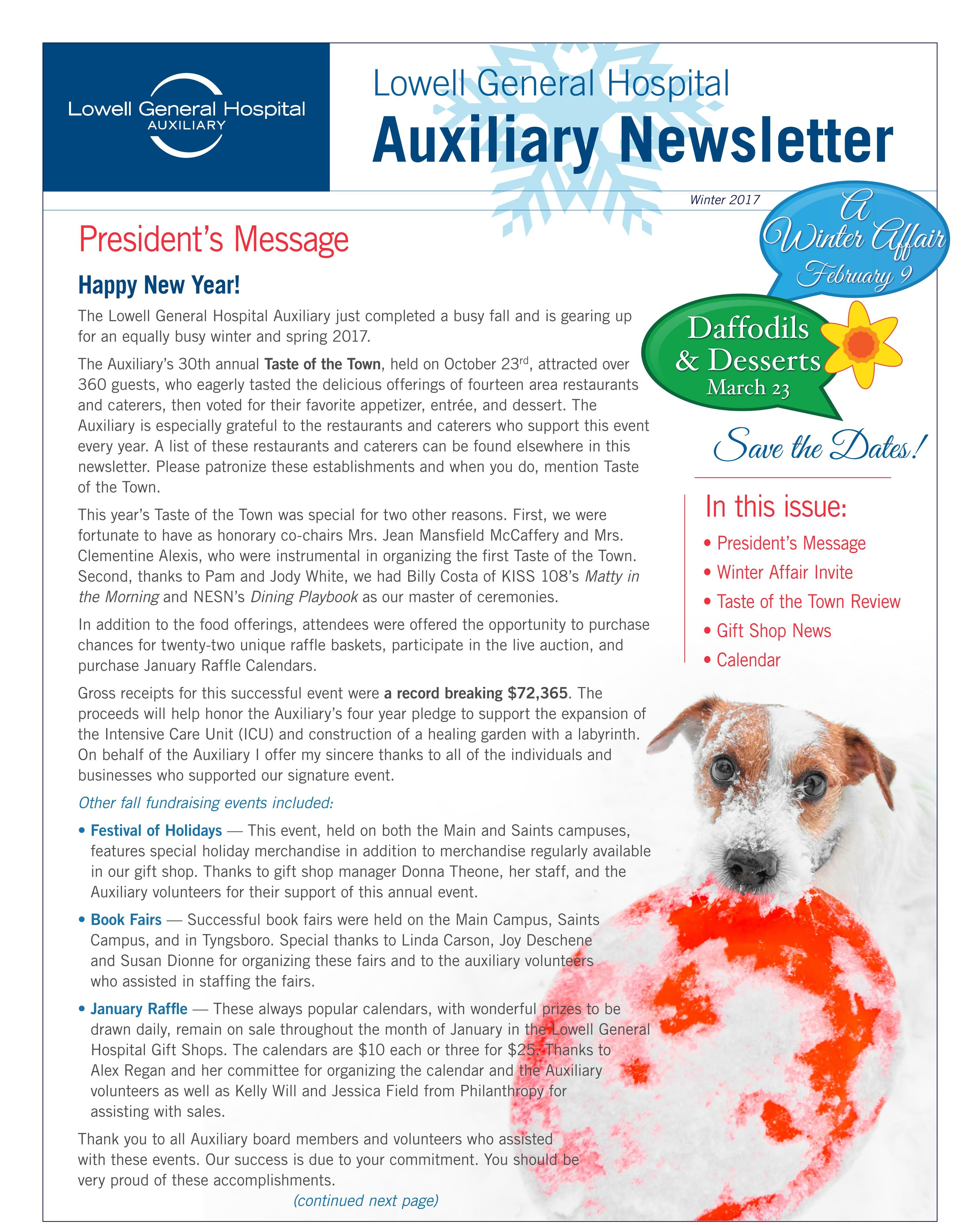 Winter 2017 Auxiliary Newsletter