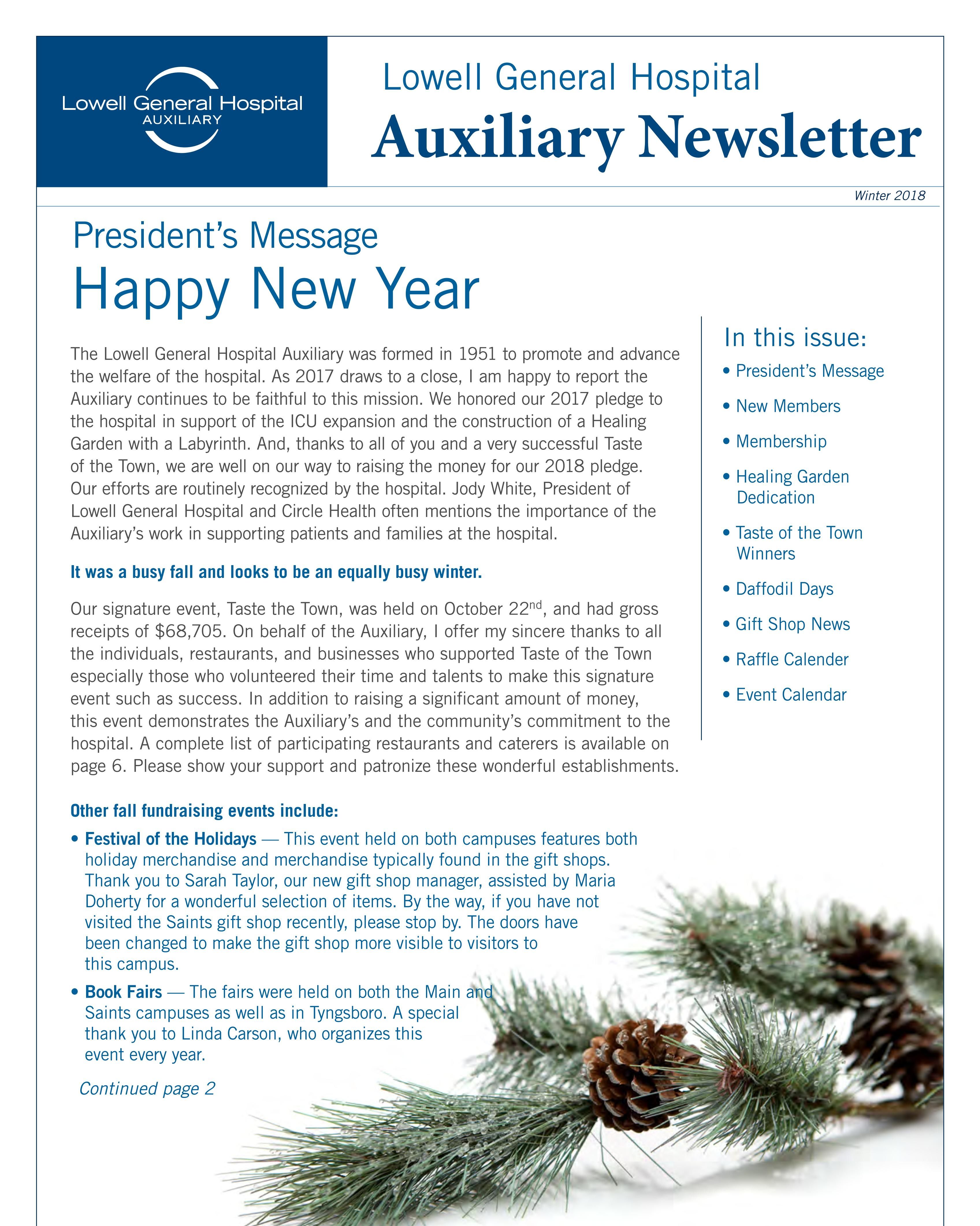 Winter 2018 Auxiliary Newsletter