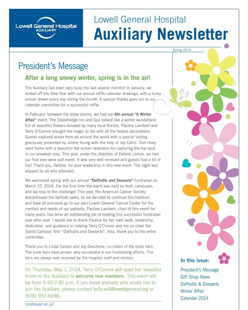 Spring 2014 Auxiliary Newsletter
