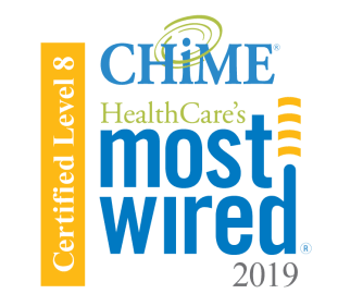 2019 CHiME HealthCare's Most Wired Certified Level 8 logo