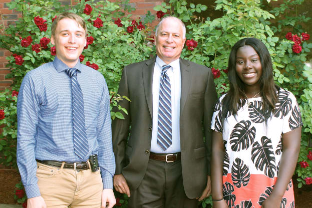 Nicholas McPadden, of Tyngsborough; Dr. Richard Birkhead, Medical Staff President; and Dennise Annan, of Lowell.