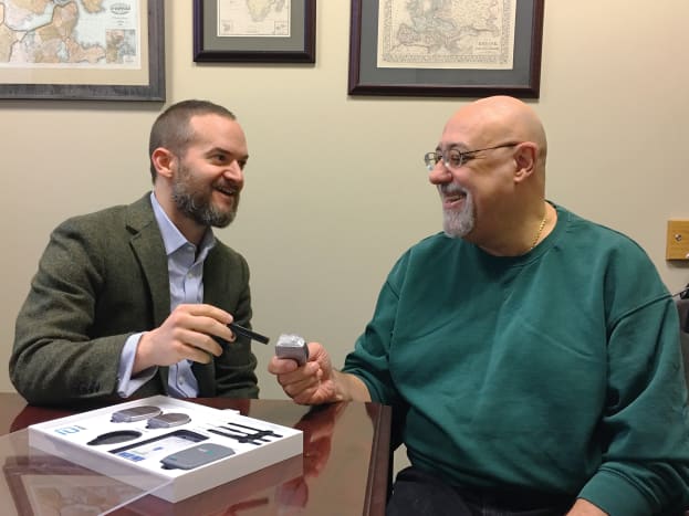 Dr. Benjamin Henkle, left, Medical Director of the Pain Management Center, with DRG therapy patient Frank Ciaravolo.