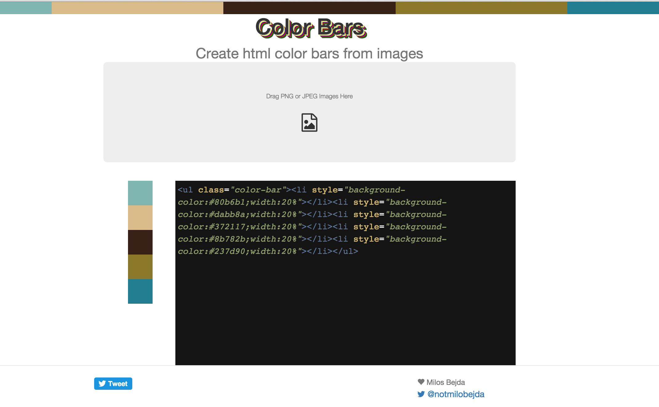 GitHub mbejda/colorbar Create beautiful html color bars from images.