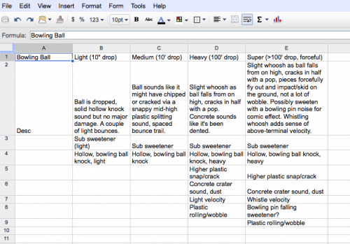BB Planning Early impacts planning for the bowling ball recording.