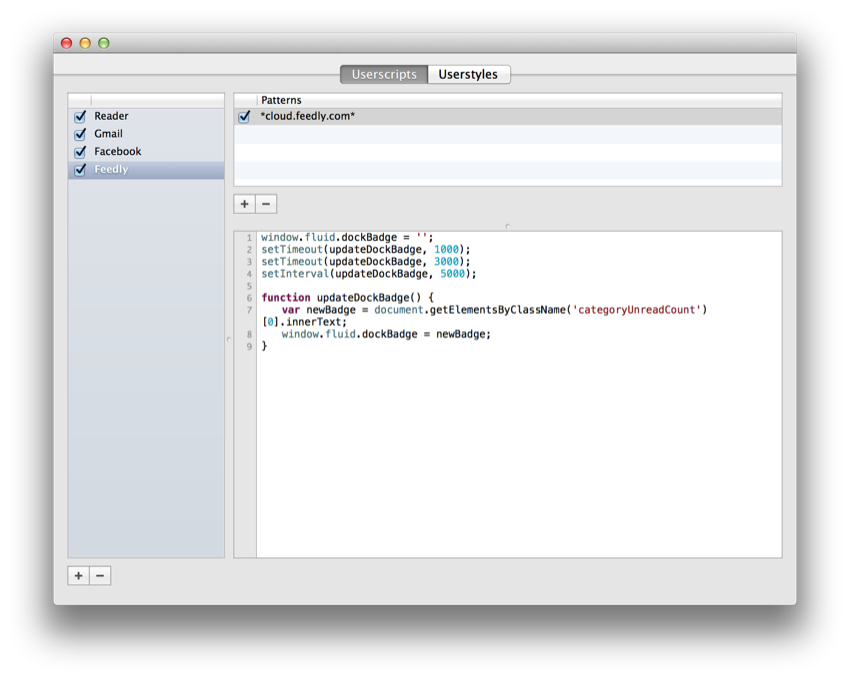 Setting of userscript