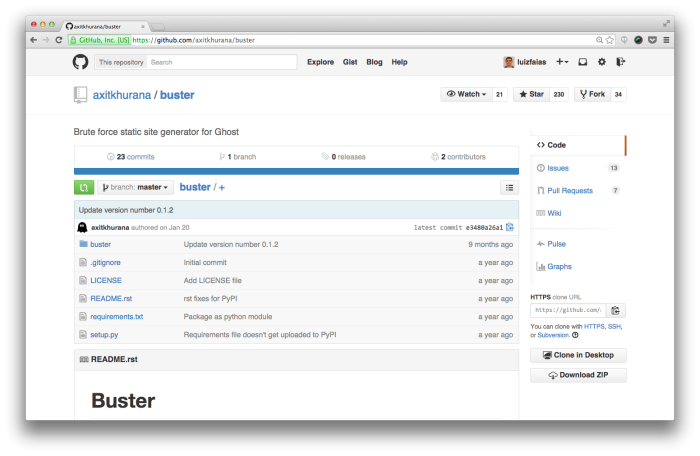 Projeto Buster no Github