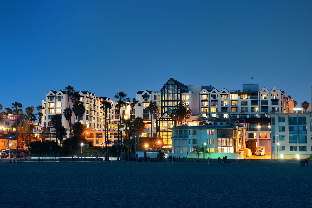 Condos and hotels overlooking Santa Monica Beach