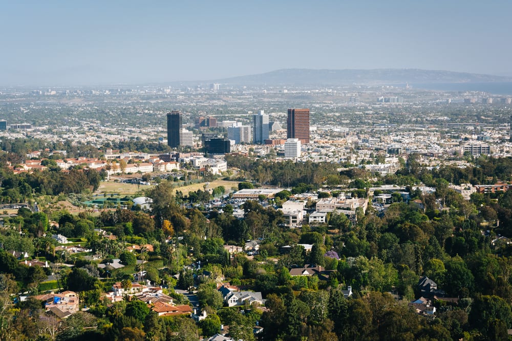 Aerial view of Brentwood, Los Angeles