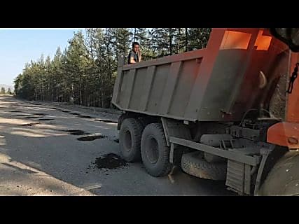 Ямочный ремонт на Колымской трассе в Магадане « автомагадан