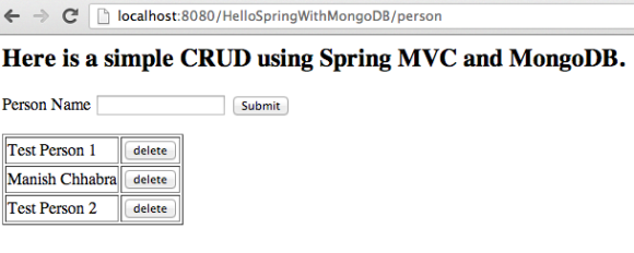 Spring Data MongoDB Spring MVC 3.2 Example App