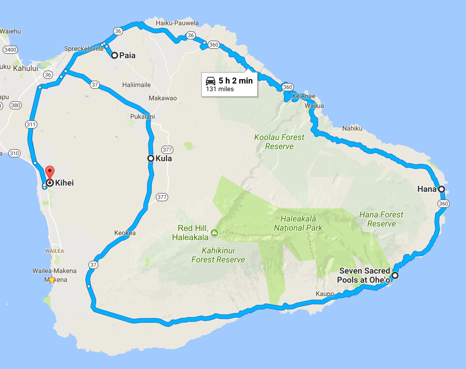 Road to Hana full loop (map)