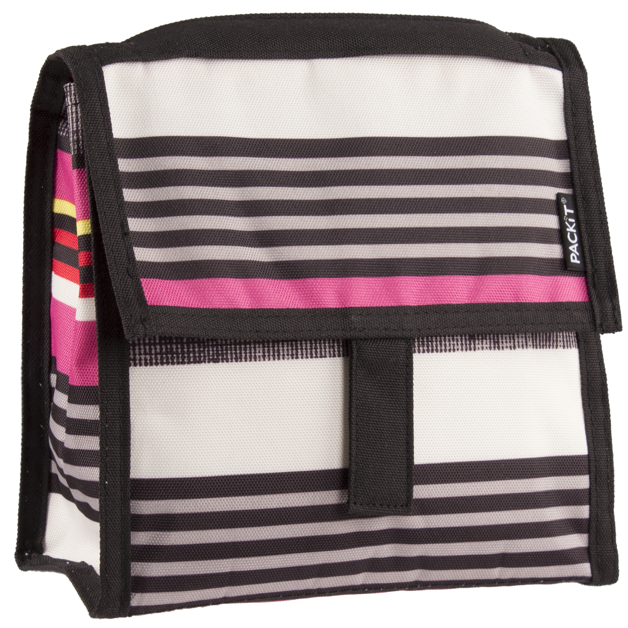 PackIt Freezable Lunch Bag with Zip Closure, Gray Stripe