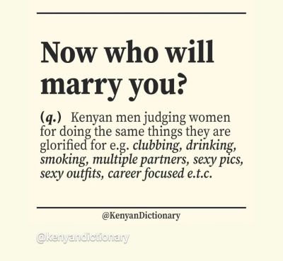 Kenyan dictionary now who will marry you
