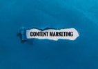 content marketing in a blue box