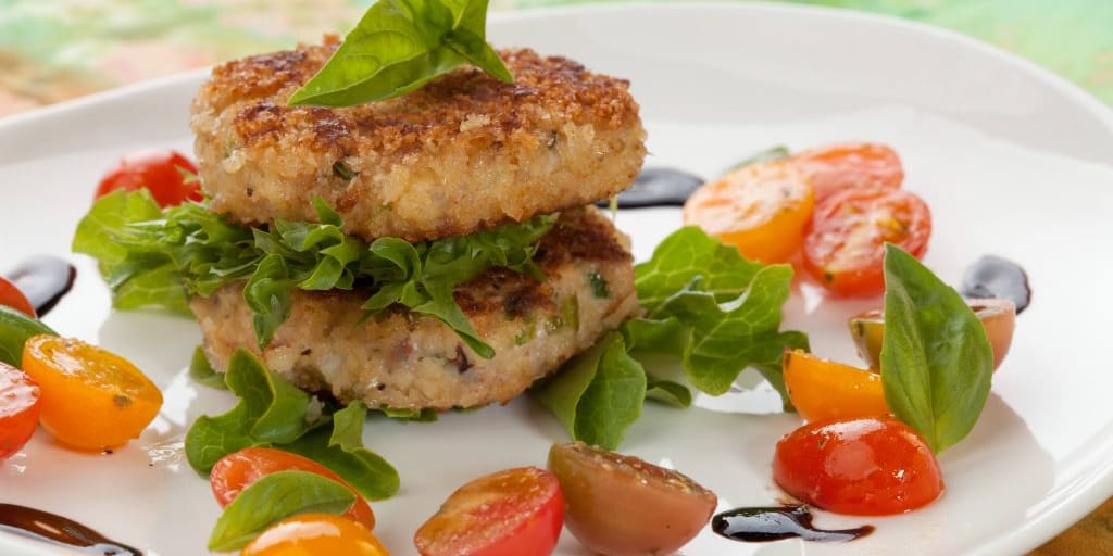 Lightly filled crabcakes are a healthy summertime option.