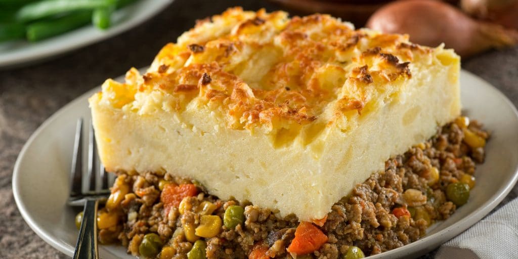 Plate of warm, comforting shepherd's pie.