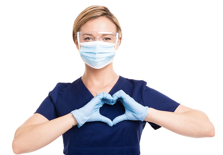 Grateful nurse in surgical mask.