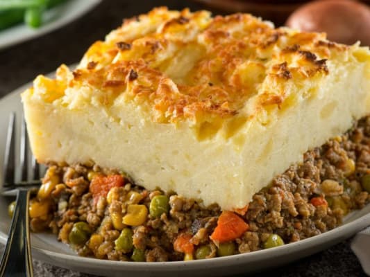 Plate of warm, comforting shepherd's pie.