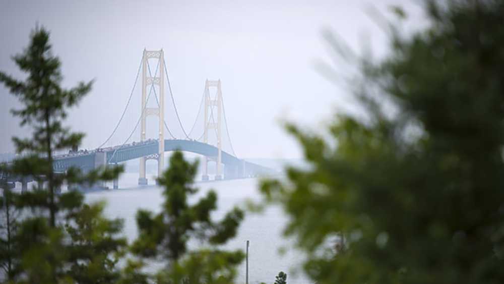 Scenic View of the Mackinac Bridge from the Father Marquette National Memorial Scenic View of the Mackinac Bridge from the Father Marquette National Memorial