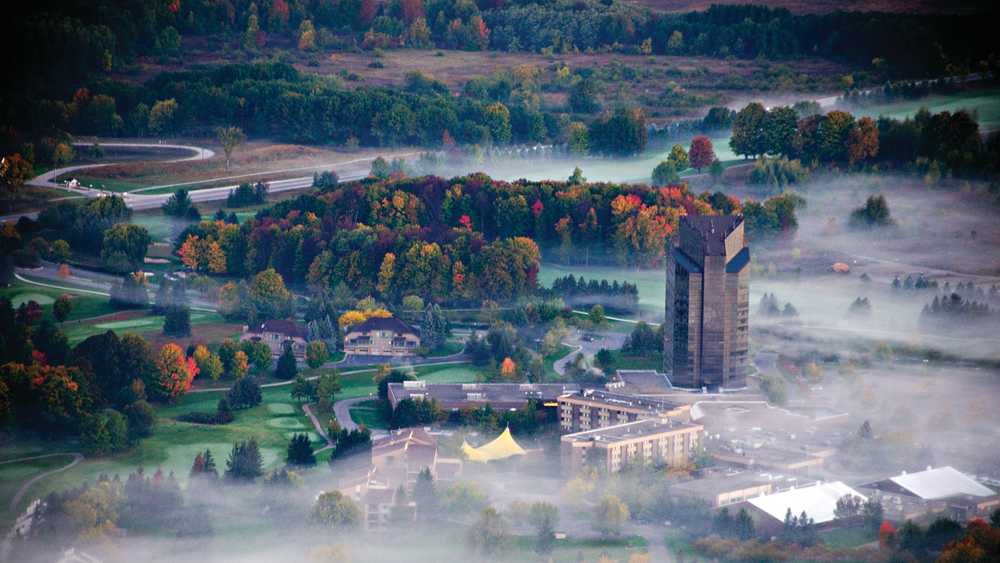 Aerial photo of Grand Traverse Resort and Spa in autumn Aerial photo of Grand Traverse Resort and Spa in autumn