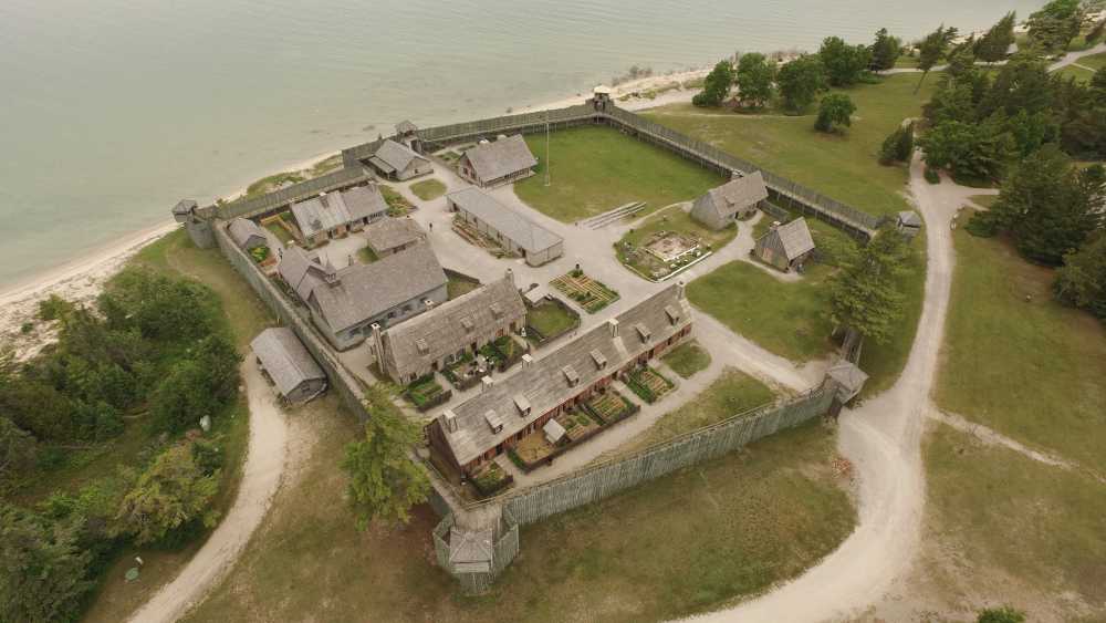 Looking down at Colonial Michilimackinac. Looking down at Colonial Michilimackinac.