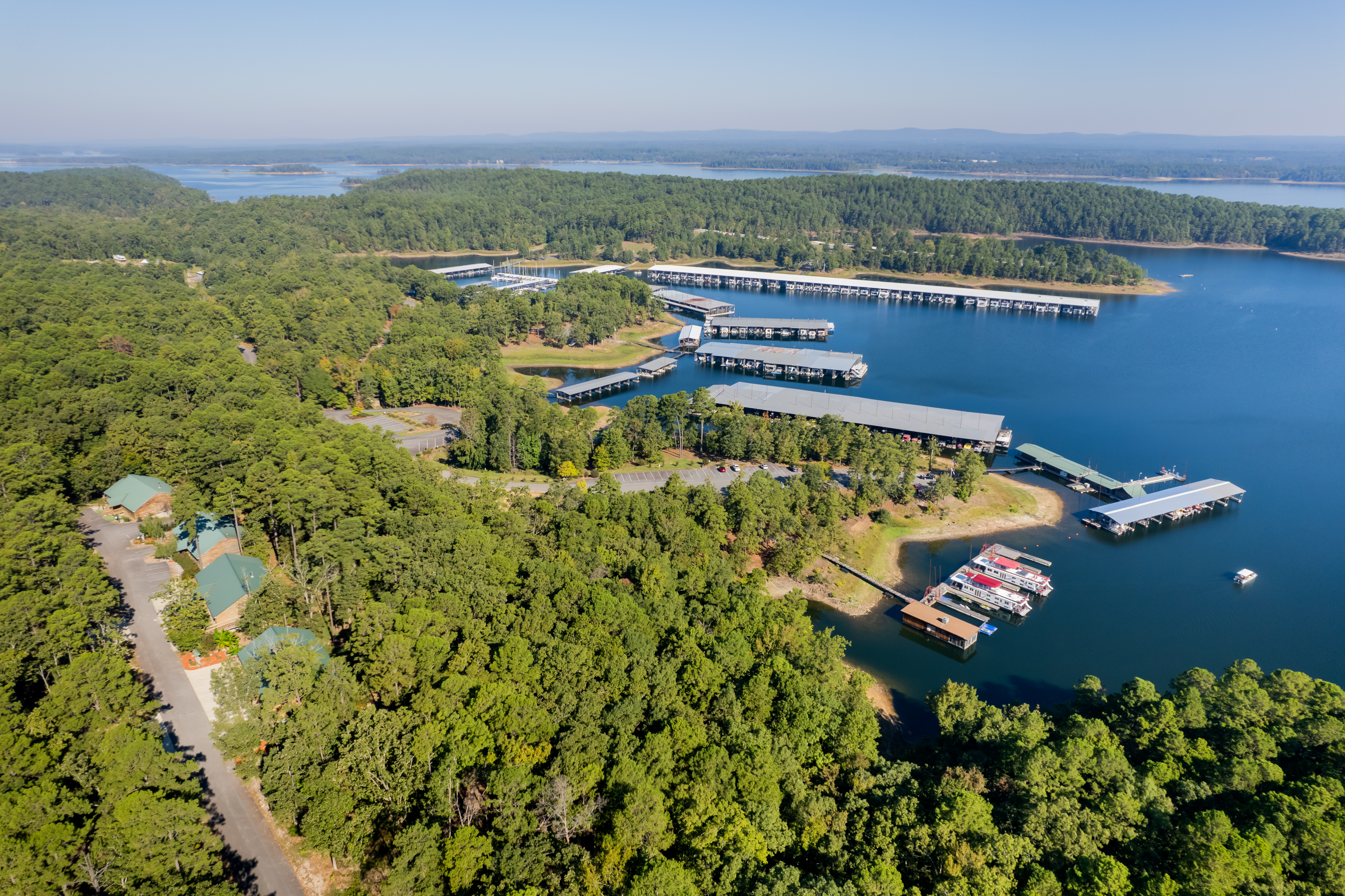 Aerial of Iron Mountain Lodge & Marina on DeGray Lake, Arkansas