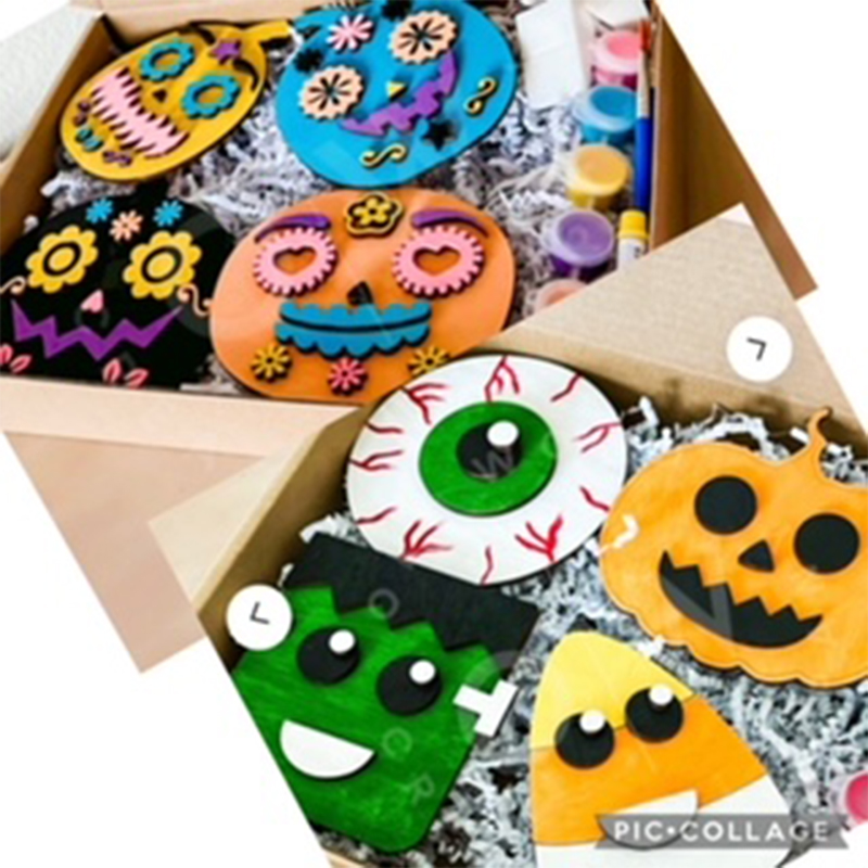 A photo of spooky Halloween decorations, hand-made with love and a lot of fun by kids