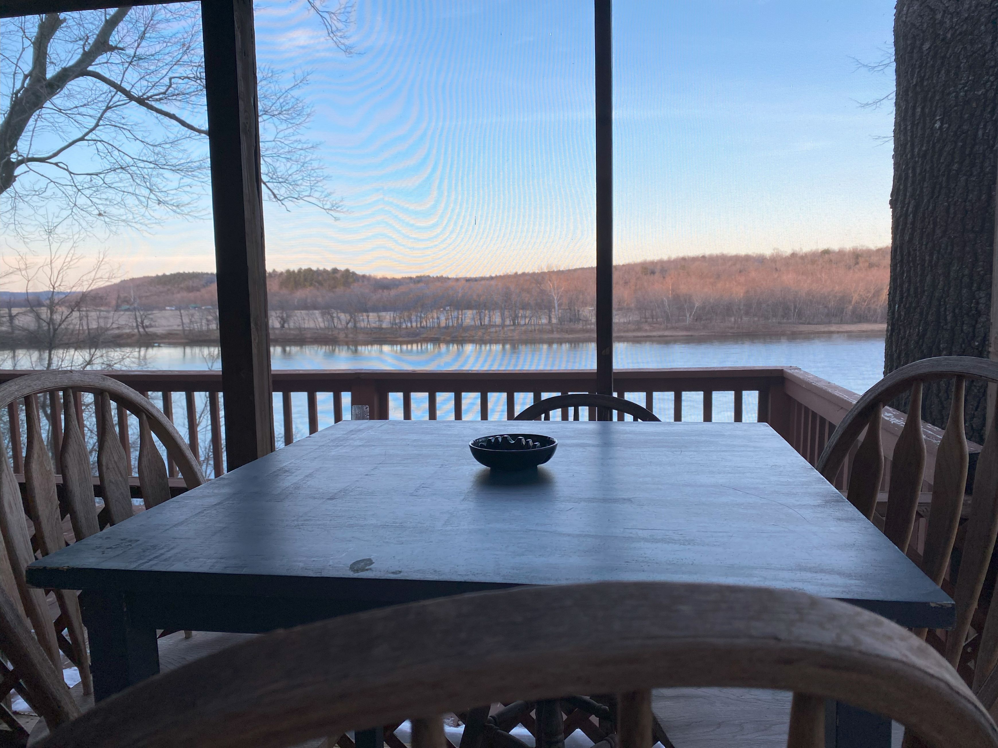 Sitting on cabin#1 deck looking at the White River