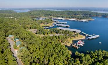 Aerial of Iron Mountain Lodge & Marina on DeGray Lake, Arkansas