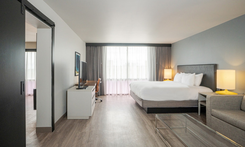 guest room with king bed