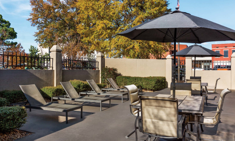 exterior sun deck with lounge chairs