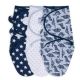 The Peanutshell Baby Swaddle Blankets for Boys or Girls, Blue Dinosaur & Stars, 3 Pack Wrap Set