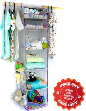 Award-Winning Children's book — Panda Panache Baby & Kids 6 Shelf Hanging Closet Organizer