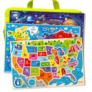 Award-Winning Children's book — Educational Wood Puzzles for Kids – World, Space and USA Maps