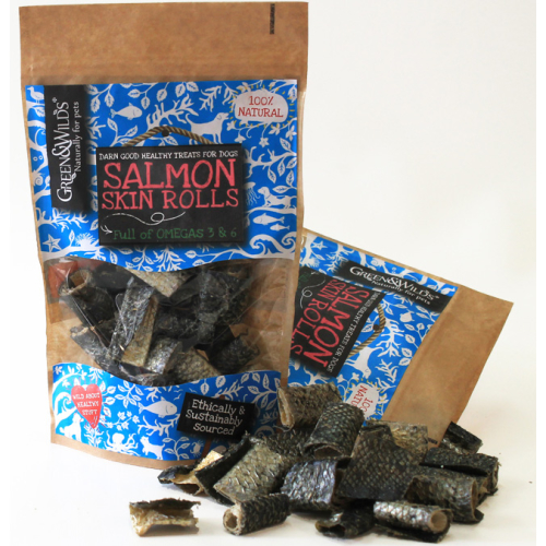 Green & Wilds Salmon Skin Rolls Dog Treats