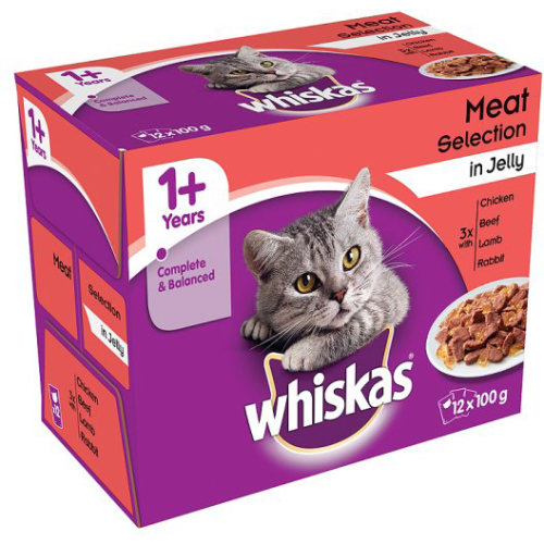 Whiskas 1+ Meat Selection in Jelly Cat Food Pouches